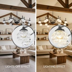 12-<b>Light</b> Black Vintage Crystal Chandelier Round Hanging Pendant Fixture for <b>Dining</b> Living Bedroom Farmhouse Style for Rooms - Product Image 6