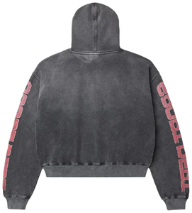 Boxy Fit Streetwear High-end Custom Men's Heavyweight Knitted Cotton DTG Print Graphic <b>Zip</b>-Up Rhinestone Hoodie - Product Image 2