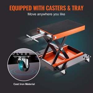 Sollevatore a Forbice per Moto e ATV da 1100 libbre con Carrello e Manovella, Nuovo Sollevatore Moto in Acciaio con Cavalletto Centrale Largo D - Product Image 6