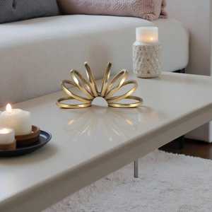 Abstract Gold Metal Arching Spiral Sculpture Geometric Ribbon Loop Figurine Modern Living Room Coffee Table Centerpiece - Product Image 1