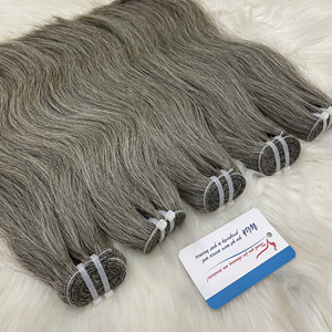 Tissage de cheveux gris super double drawn, 100% cheveux humains vietnamiens, pointes épaisses, fournisseur de premier plan - Product Image 4