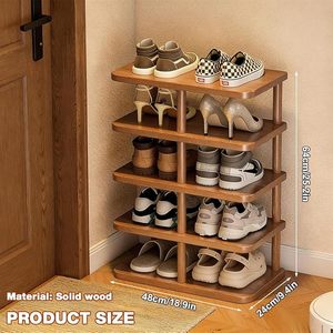 Standing Shoe Storage <b>Shelf</b>, Vertical Shoe Rack, Multi-Functional Storage <b>Shelf</b> for Entryway, Living Room, Bedroom-Brown - Product Image 1