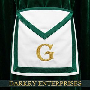 Delantal Masónico Personalizado de Tela de Algodón Blanca con Borde de Cinta Amarilla y Bordado de Hilo Plateado, Compás Cuadrado, Regalia para Logia Masónica - Product Image 4