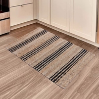 Tapis rayé 100 % jute naturel fait main, écologique, tissage plat, style bohème, avec poignées en corde, taille personnalisable
