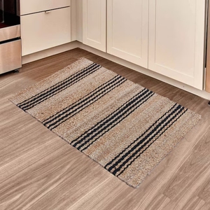 Tapis rayé fait main en jute 100% naturel, écologique, tissage plat, style bohème, tapis de designer, taille personnalisée - Product Image 4