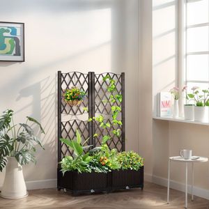 Free Standing Wicker Trellis Planter Box Outdoor Raised Garden Bed with Drainage Holes for Vine Climbing - Product Image 4