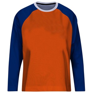 Camiseta de Béisbol Personalizada de Manga Larga en Naranja y Azul Rey |   Uniforme de Equipo Sublimado en Blanco |   Camiseta Deportiva de Secado Rápido - Product Image 2