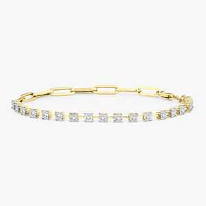 Pulsera de Diamantes Cultivados en Laboratorio con Diseño de Media Cadena de Tenis y Media Cadena de Clip, Cadena de Eslabones de Oro Sólido de 14K y 18K, Ajustable de 7 Pulgadas, Pulseras Delicadas y Elegantes - Product Image 1