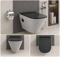 WC suspendu mural en céramique, style européen, design moderne, à évacuation rapide, à chasse d'eau Tornado, à fermeture douce, avec siphon en P, très demandé