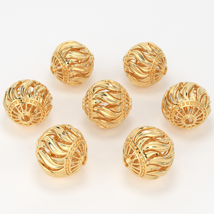 Cuentas espaciadoras redondas chapadas en oro de 18 quilates hechas a mano de 8 mm, 9 mm, 10 mm, accesorio de diseño de oro macizo de 18 quilates - Product Image 3