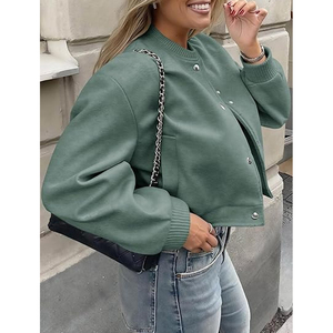 Womens Fashion Outerwear Varsity Jacket Cropped Bomber Supplier USA - Product Image 4