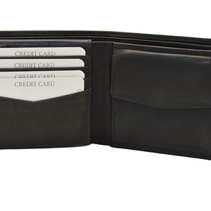 Bifold Genuine Leather Men's <b>Wallet</b> with Credit <b>Card</b> Slots and ID Window 6 Inch Black - Product Image 3