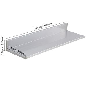 8.6\" X 30\" Commercial <b>Wall</b> <b>Mounted</b> Stainless Steel Floating <b>Shelves</b> 44 Lbs Load Capacity Heavy Duty Backsplash 44 Lbs Load - Product Image 6