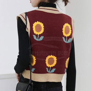 Chaleco de punto recortado para mujer de nuevo diseño de talla grande, Chaleco de punto recortado con estampado transpirable para mujer - Product Image 4