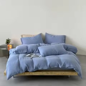 Ensemble de couette en coton uni élégant pour la maison, 400TC, literie lavable, 3 pièces, style simple pour la chambre - Product Image 5