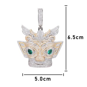 Pendentif Masque de Renard Iced Out en Argent 925 Plaqué Or 18K avec Moissanite Micro-Pavé, Breloque de Luxe Hip Hop Bling pour Rappeur - Product Image 4