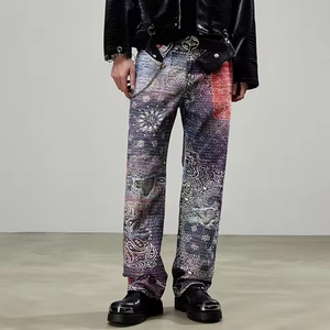 Pantalones Vaqueros Personalizados para Hombre, Diseño Personalizado con Impresión Digital, Corte Recto de Cintura Media, Estilo Hip Hop - Product Image 3