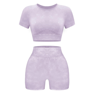 Ensemble de yoga deux pièces pour femme, soutien-gorge et pantalon en nylon de haute qualité, sublimation, OEM, pour le sport et la gym, effet délavé à l'acide. - Product Image 3