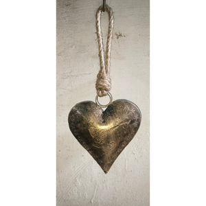 Handmade Rustic <b>Christmas</b> Bell Metal Heart Ornament Antique <b>Gold</b> Hanging Decoration With Jute Rope for Holiday Xmas <b>Tree</b> Decor - Product Image 5