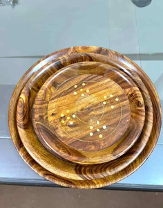 Ensemble d'assiettes et de plats en bois naturel, vaisselle de qualité supérieure pour usage quotidien, adaptée aux aliments, pour la maison, l'hôtel et les restaurants. - Product Image 3