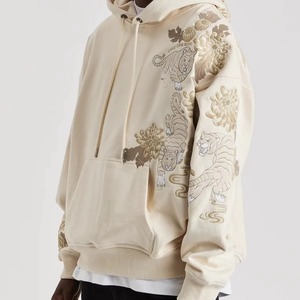 Sweat à capuche unisexe 100 % coton brodé patchwork ODM, épais, confortable, élégant, oversize, en polaire de printemps, haute qualité - Product Image 6