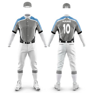 Custom Made Quick Dry Polyester/Cotton Button Jersey Design Breathable Top Quality <b>Baseball</b> Uniform Personalized Sportswear - Product Image 1