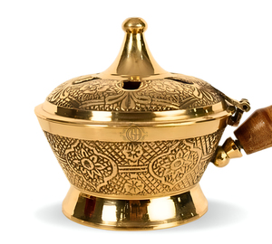 Luxury Handcrafted Brass <b>Bakhoor</b> Burner with Wooden Handle | Arabic Incense Burner for Home & <b>Oud</b> Fragrance - Product Image 4