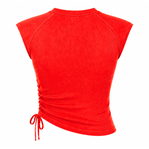 Delta | Sigma | Theta Sorority Women's Bling Rhinestone Ribbed Tank <b>Top</b> Ruched Side Crew Neck <b>Raglan</b> Cap Sleeve Casual Crop <b>Top</b> - Product Image 4