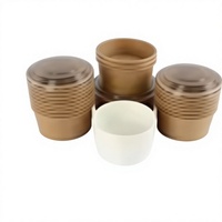 Bols à déjeuner en papier kraft jetables à paroi simple, imprimés sur mesure et recyclables, avec coupelles à soupe et couvercles (impression numérique)