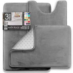 Ensemble de tapis de bain en mousse à mémoire de forme ultra doux et absorbant, 3 pièces, design naturel de qualité supérieure, personnalisé, avec dos antidérapant - Product Image 3