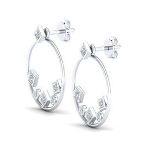 REYES Pendientes de Aro Minimalistas de Oro Blanco de 14K y 18K con Moissanita de 0.15Ct para Mujer, Gran Venta, Regalo de Lujo para Compromiso, Joyería Fina - Product Image 3
