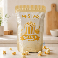 Sachet de pop-corn à soufflet inférieur sur mesure, imprimé, souple, pour l'emballage alimentaire, idéal pour la vente en gros et au détail
