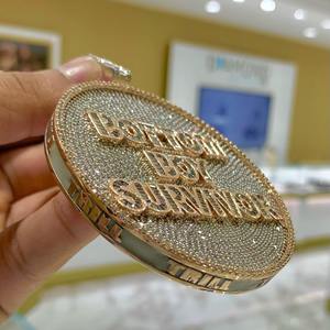 Colgante para Hombre con Moissanita Real de Corte Redondo de 5 Quilates, Plata de Ley 925, Nombre Personalizable, Chapado en Oro Rosa de 14K - Product Image 3