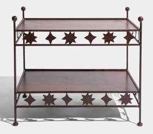 Industrial Double Tier Metal <b>Storage</b> <b>Rack</b> with Star Pattern Rust Resistant Modern Multifunction Bathroom Organizer - Product Image 2