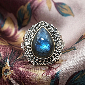 Vintage Blue Fire Labradorite <b>Ring</b> 925 Sterling Silver Rose & Yellow Gold Plated Handmade Boho <b>Statement</b> <b>Ring</b> Women Jewelry Gift - Product Image 5