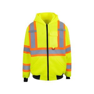 Sudadera de Seguridad Reflectante de Alta Visibilidad con Franjas Amarillas y Naranjas, Impermeable, ANSI Clase 2, Ropa de Trabajo para Uso Diurno y Nocturno - Product Image 1