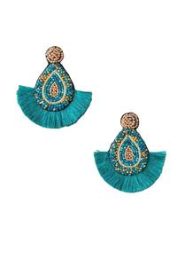 Boucles d'oreilles pendantes faites à la main en perles de rocaille M - Cadeau pour filles, Saint-Valentin et Noël, à porter pour les fêtes, couleurs blanc/bleu, faites à la main - Product Image 6