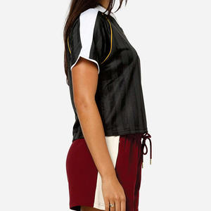 女式短款运动球衣黑色涤纶街头风格短袖定制徽标 OEM 批发美式橄榄球球衣 - Product Image 4