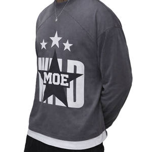 เสื้อยืดแขนยาวผู้ชายผ้าฝ้ายซักแล้ว ทรงหลวม สกรีนลายกราฟิก สตรีทแวร์ รับผลิตเสื้อผ้า OEM จำนวนมาก - Product Image 3