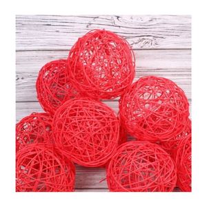 10 pièces de boules en rotin naturel et blanc, sphères rondes, décoration pour la maison, mariage, fête, différentes couleurs, boules en rotin naturel - Product Image 2
