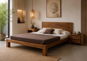 Plataforma de Madera de Mango Sólida, Ecológica, Plegable, Ajustable, Convertible, de Lujo Moderno, de Alta Calidad, Tamaño Completo, Venta al Por Mayor - Product Image 3