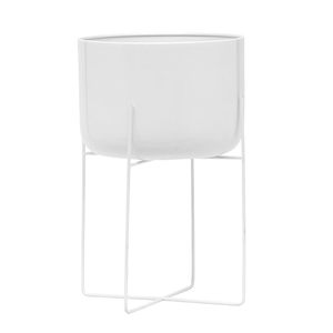 <b>White</b> Metal <b>Planter</b> Contemporary Elegant Indoor Outdoor Plant Pot - Product Image 6