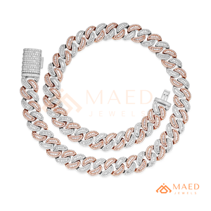 Moissanite Cuban Link Necklace Luxury Baguette Chain Rose Gold Necklace Beverly Hills Jewelry Trend USA - Product Image 4