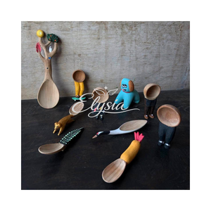 <b>Cute</b> Wooden Character Panda <b>Bear</b> Spoon Mini Flower Pot Wooden Figurine Handmade Sculpture Desktop Decoration Gift - Product Image 3