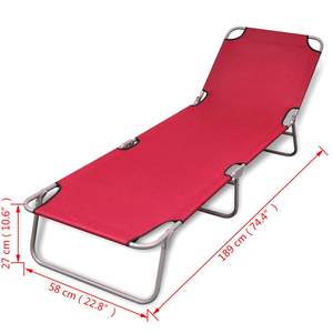 Chaise longue pliante standard en acier thermolaqué rouge - Product Image 6