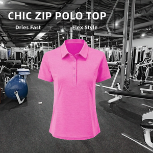 Polo de Manga Corta Rosa para Mujer, Color Sólido, Corte Regular, Estilo Casual de Punto - Product Image 6