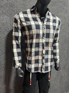 เสื้อเชิ้ตผ้าแฟลนเนลทรงหลวมสำหรับผู้ชาย แบบลำลอง กระดุมจีน ลายสก็อต แขนยาว - Product Image 3