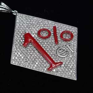 Collar de Hombre con Colgante Personalizado Estilo Hip Hop, Logotipo con Incrustaciones de Moissanita, Plata de Ley 925, Diseño Moderno - Product Image 2