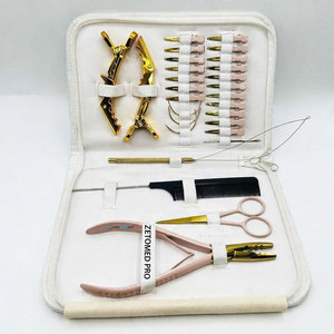 Weft Hair Extension Multi Functional Plier Tools Kit With Scissor, Comb Quick Hair Parting <b>Clips</b> Tools Loop <b>Hook</b> and C Needles - Product Image 4