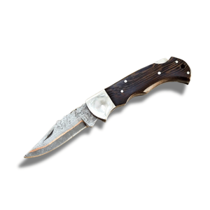 Cuchillo Plegable de Acero de Damasco Hecho a Mano con Mango de Madera, Multifuncional para Camping, Caza y Uso Diario, Venta al Por Mayor - Product Image 1